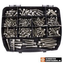 Assortimentskoffer binnenzeskantbouten DIN912 M5-M6-M8 rvs A4 (AISI-316) 75-delig
