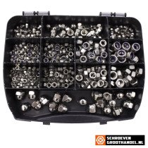 Assortimentskoffer moeren rvs A4 (AISI-316) 535-delig