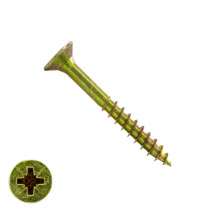 Spaanplaatschroeven 4x40/24mm geel verzinkt platkop pozidriv-2 200 stuks