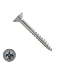Spaanplaatschroeven 4x45/30mm verzinkt platkop pozidriv-2 200 stuks