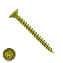 Spaanplaatschroeven 6x60mm geel verzinkt platkop TORX-30 200 stuks