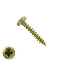Spaanplaatschroeven 3,5x30mm geel verzinkt rondkop pozidriv-2 200 stuks