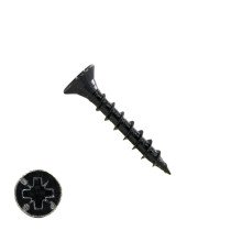 Spaanplaatschroeven 3x25 mm zwart gepassiveerd platkop Pozidriv-1 200 stuks