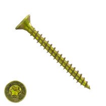 Spaanplaatschroeven 4x60mm geel verzinkt platkop TORX-20 200 stuks