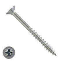 Spaanplaatschroeven 5x80/48mm verzinkt platkop pozidriv-2 200 stuks