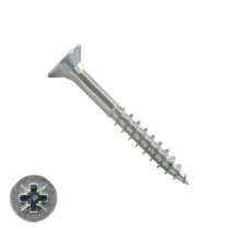 Spaanplaatschroeven 6x40/24mm verzinkt platkop pozidriv-3 200 stuks