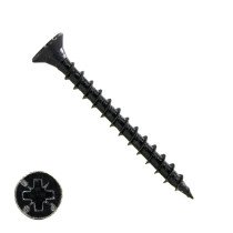 Spaanplaatschroeven 6x50 mm zwart gepassiveerd platkop Pozidriv-3 200 stuks