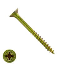 Spaanplaatschroeven 6x60/36mm geel verzinkt platkop pozidriv-3 200 stuks