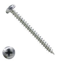 Spaanplaatschroeven 6x80mm verzinkt rondkop pozidriv-3 100 stuks