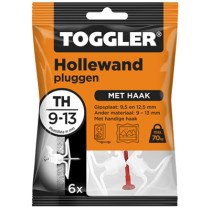 Toggler hollewandpluggen met haak TH 9-13 mm 6 stuks
