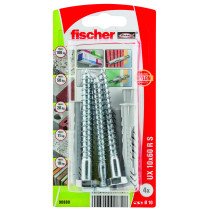 Universeelpluggen UX10x60 R S met rand en houtdraadbouten 8x80mm 4 stuks