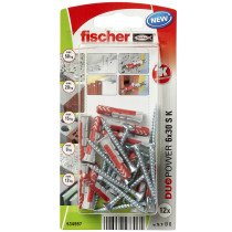 Fischer Duopower pluggen 6x30 S K met schroeven 12 stuks