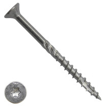 Woodies schroeven RVS 410 C1 TORX-30 platkop 6x160/70mm deeldraad 100 stuks