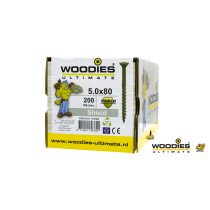 Woodies schroeven platverzonken kop Shield TORX-20 5x80/50mm deeldraad 200 stuks