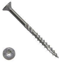 Woodies schroeven RVS A2 TORX-30 platkop 6x120/70mm deeldraad 100 stuks