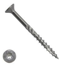 Woodies schroeven RVS 410 C1 TORX-25 platkop 5x80/50mm deeldraad 200 stuks
