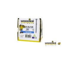 Woodies schroeven verzinkt TORX-20 platkop 5x120/70mm deeldraad 100 stuks