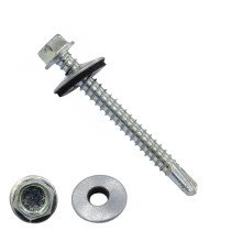 Boorschroeven verzinkt 5,5x50mm met EPDM Ring 16mm zeskantkop DIN 7504-K 250 stuks
