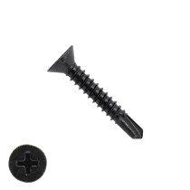 Boorschroeven zwart verzinkt 4,2x38mm platkop philips DIN 7504-P 200 stuks