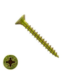 Spaanplaatschroeven 4x45mm geel verzinkt platkop pozidriv-2 200 stuks